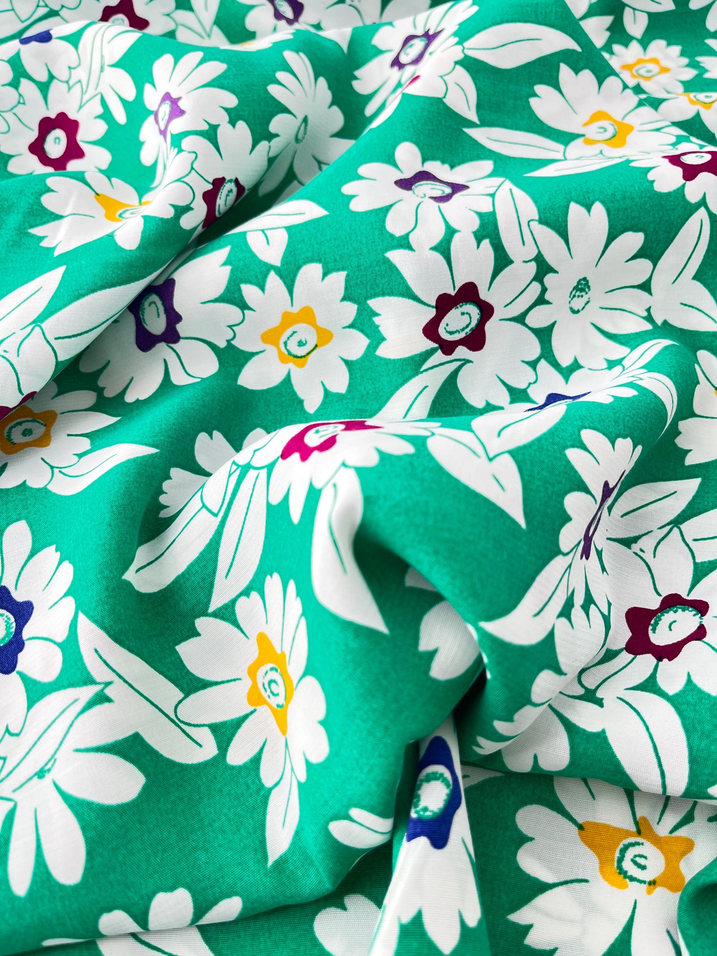 Rayon, Floral Print, Kelly Ground/Multicolor