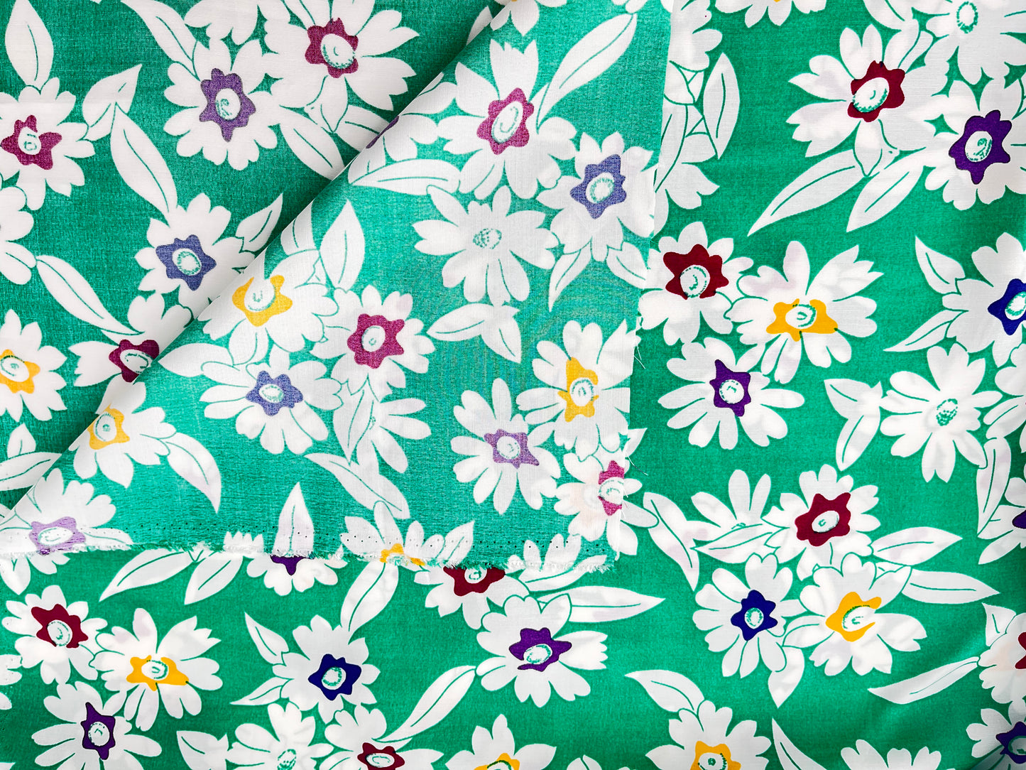 Rayon, Floral Print, Kelly Ground/Multicolor