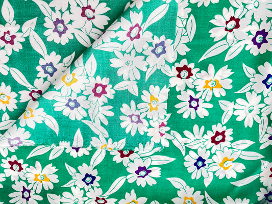 Rayon, Floral Print, Kelly Ground/Multicolor