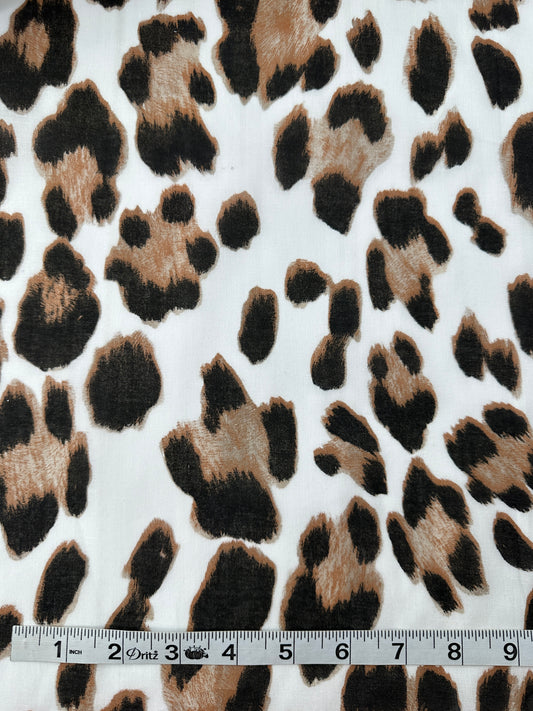 Italian Cotton Voile, Leopard Print, Ivory Ground