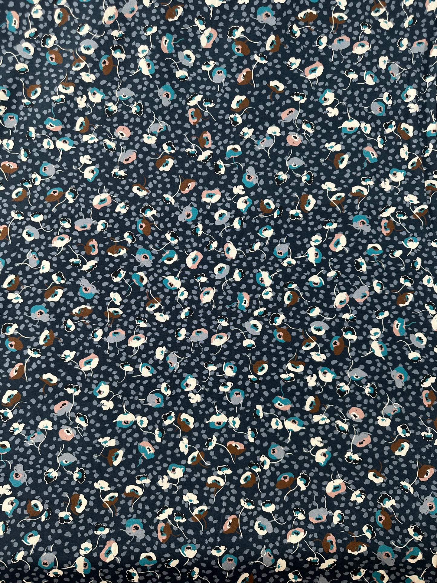 Italian Cotton Poplin, Scattered Tulip Print, Navy