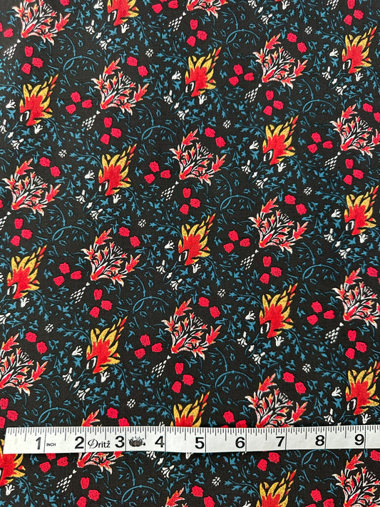 Italian Cotton Poplin, Fiery Floral Print