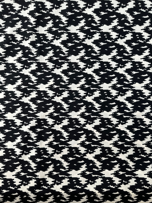 Italian Poplin, Mirage Print, Black & Ivory