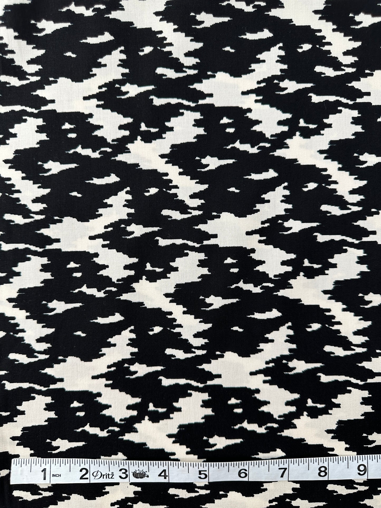 Italian Poplin, Mirage Print, Black & Ivory