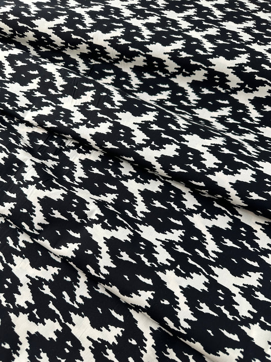 Italian Poplin, Mirage Print, Black & Ivory
