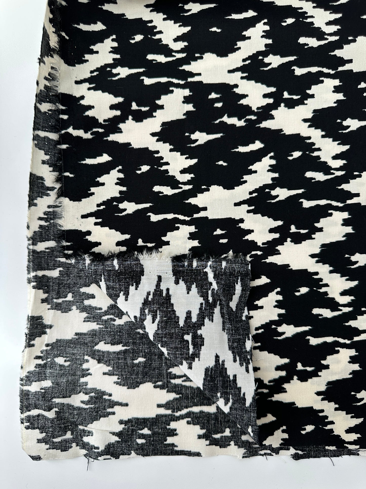 Italian Poplin, Mirage Print, Black & Ivory