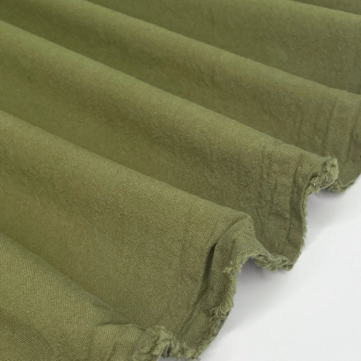 Cotton Sheeting, Sand Wash Finish, Medium weight - Moss