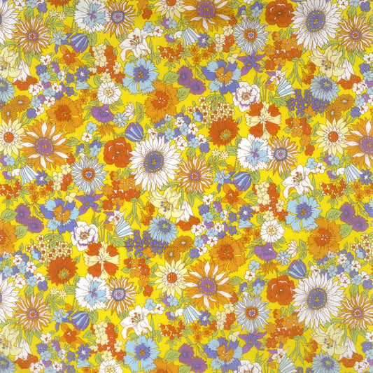 Kokka Cotton Lawn, Multicolor Floral - Yellow