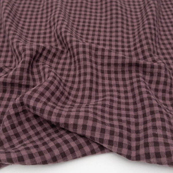 Organic Cotton Double Gauze Check - Plum