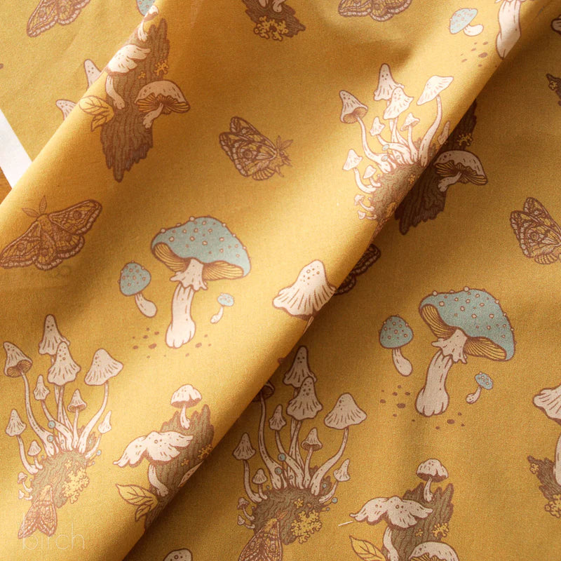 Birch Organic Cotton Lawn, Mustard Mushrooms