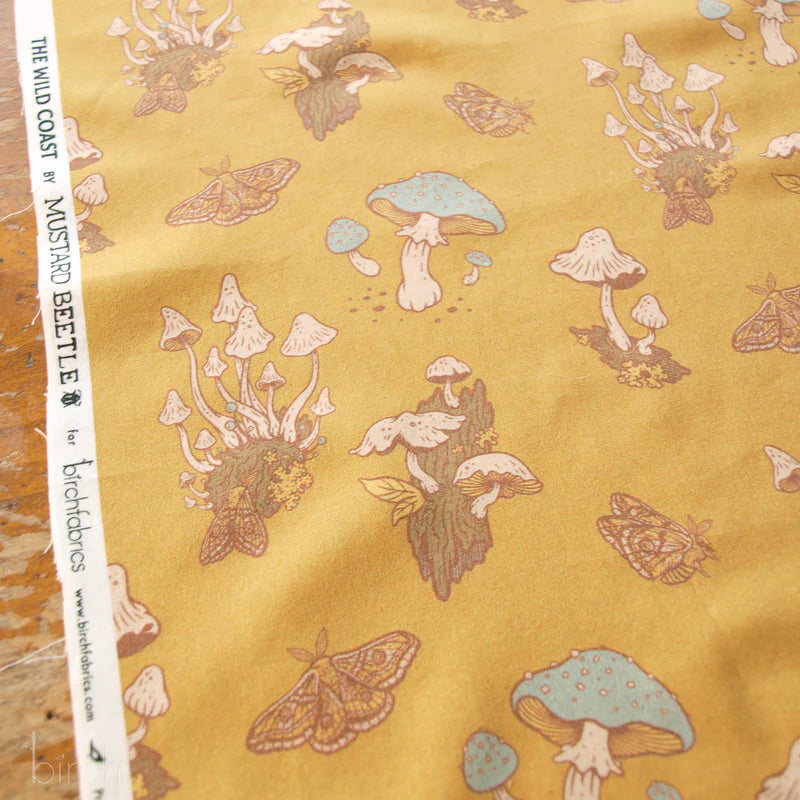Birch Organic Cotton Lawn, Mustard Mushrooms