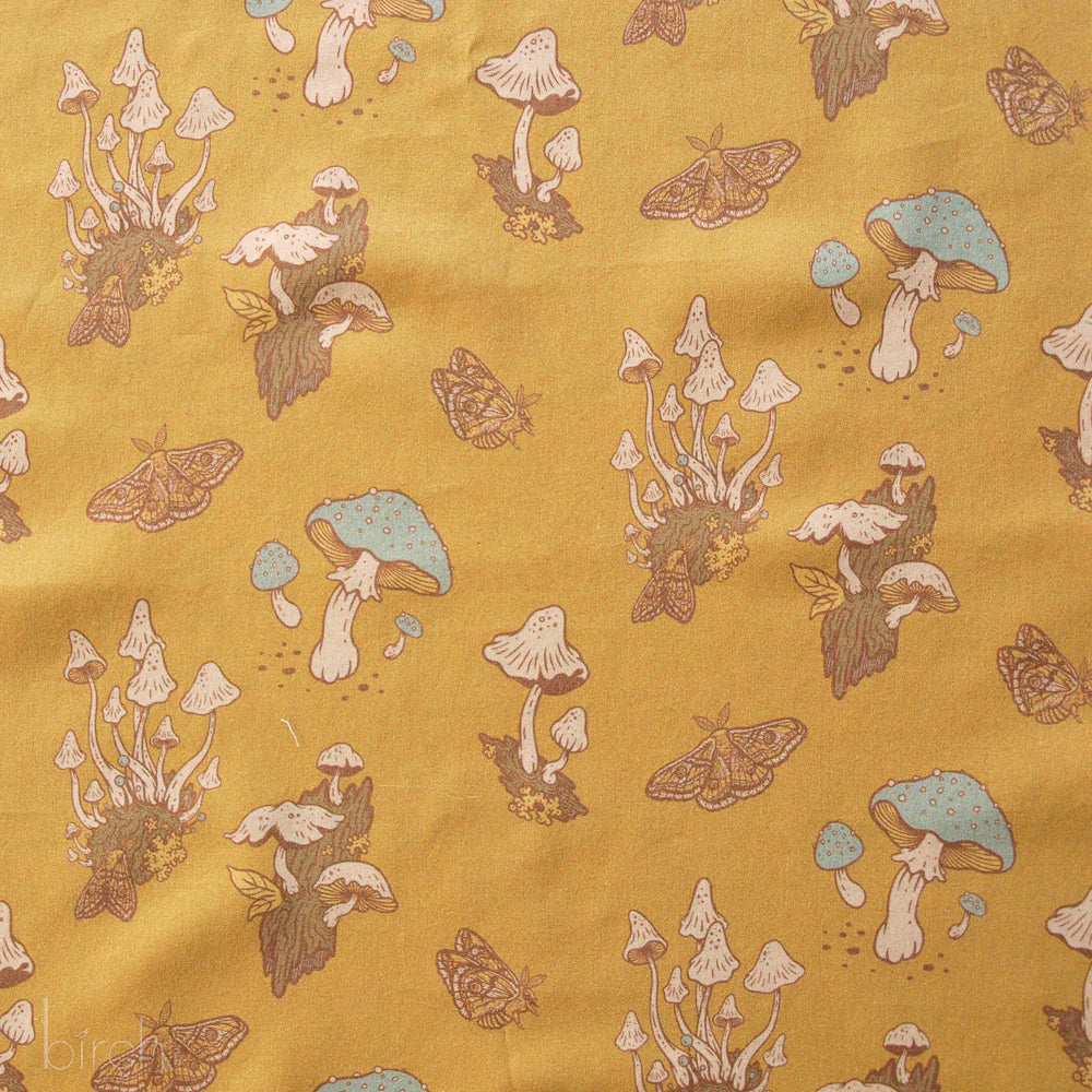 Birch Organic Cotton Lawn, Mustard Mushrooms