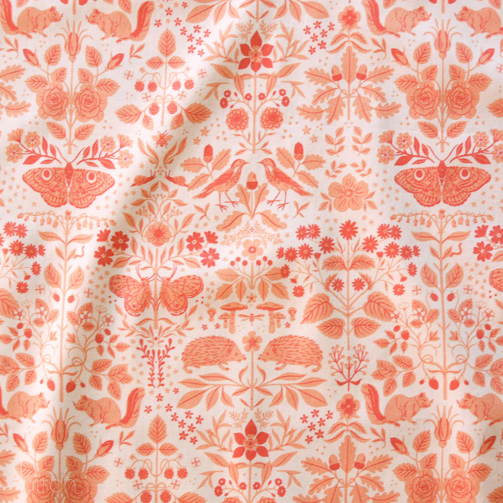 Birch Fabrics Organic Cotton Lawn, Flora & Fauna Nectar