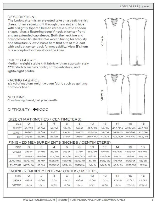 True Bias Lodo Dress, Size 0-18
