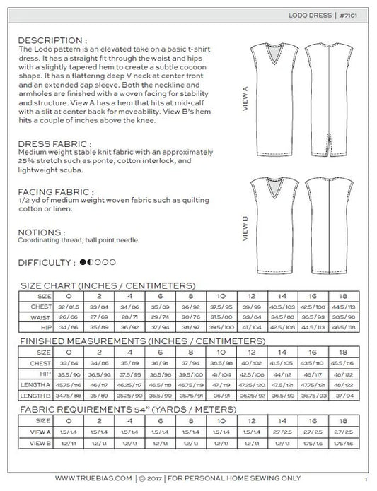 True Bias Lodo Dress, Size 0-18
