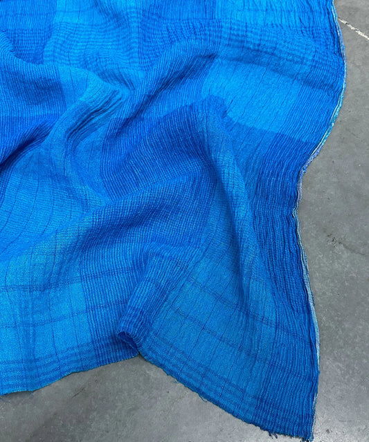 Linen Crinkle Big Plaid, Bright Blue