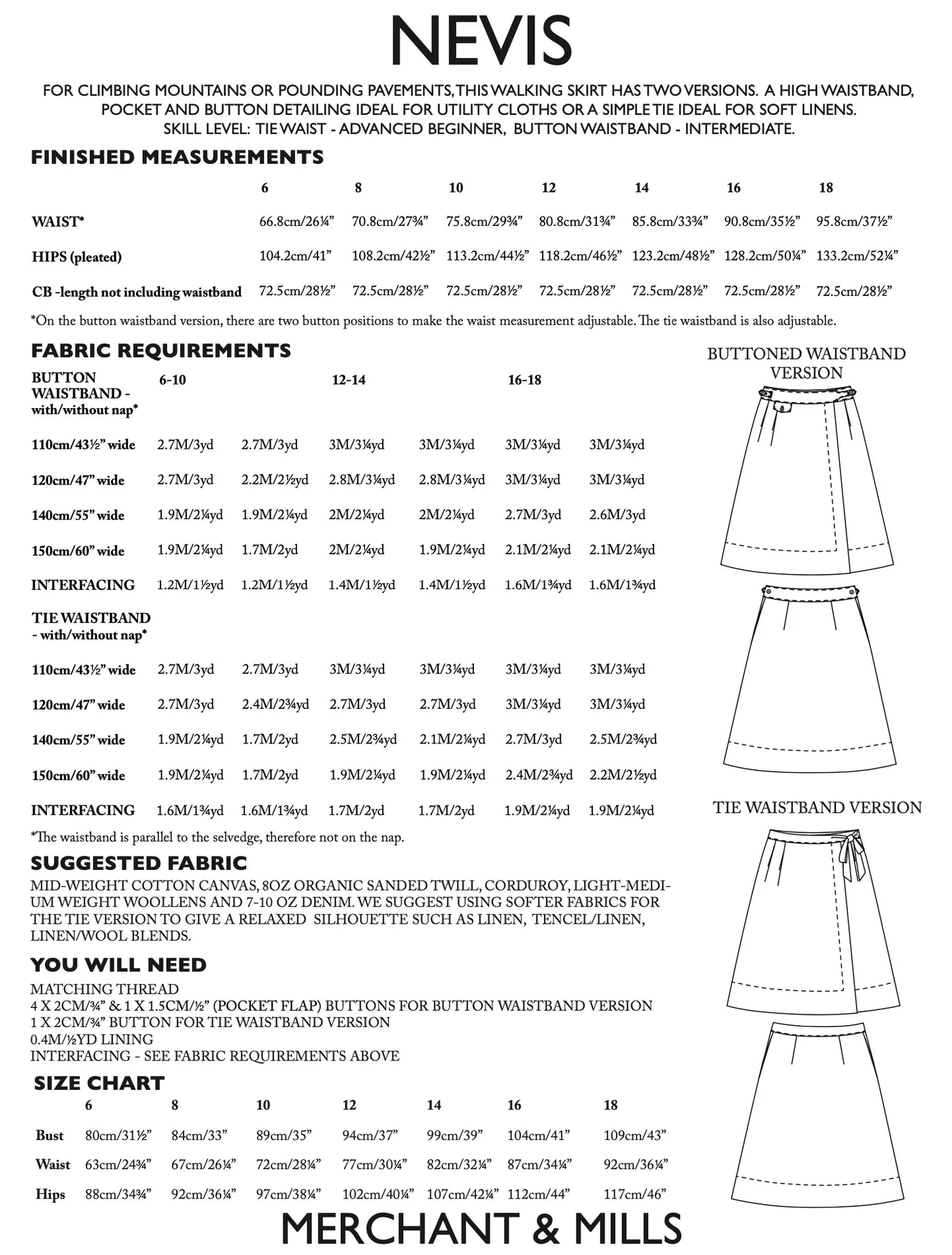 Merchant & Mills Nevis Skirt, UK Size 6-18