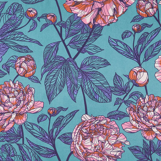 Cotton Sheeting, Peony, 108"