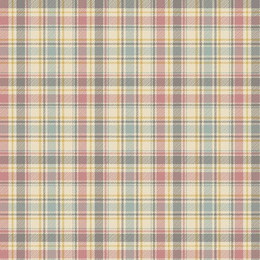 Cotton Flannel, Yarn Dye Plaid, Blue/Pink/Gray