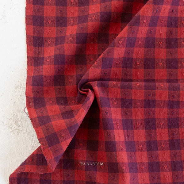 Fableism, Cotton Dobby, Queen of Hearts Gingham – Maraschino