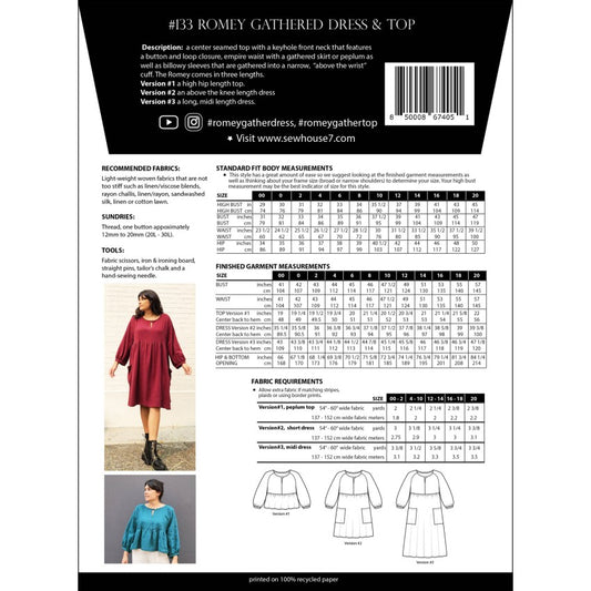 Sew House Seven Romey Gathered Dress & Top