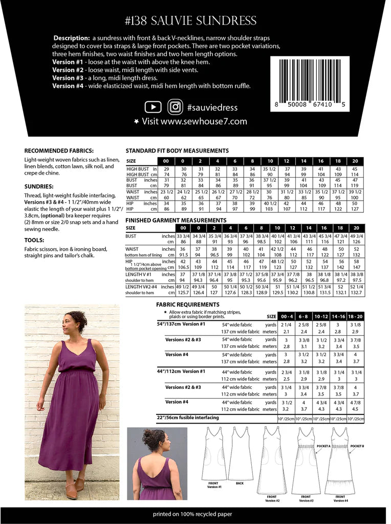 Sew House Seven Sauvie Sundress, Sizes 00-20