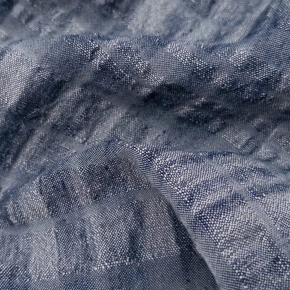 Linen/Cotton Shadowcheck Seersucker, Indigo