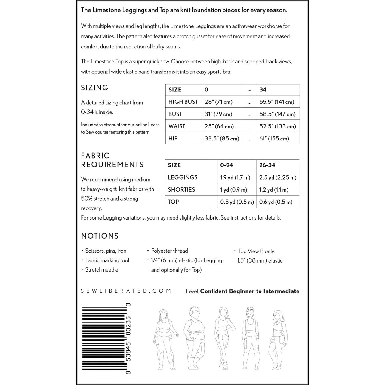 Sew Liberated Limestone Leggings and Top, Size 0-34