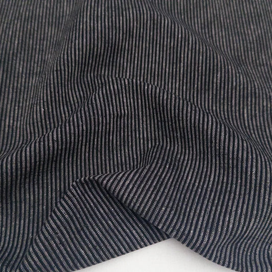 Linen/Cotton Yarn Dye Stripe, Black/Light Gray