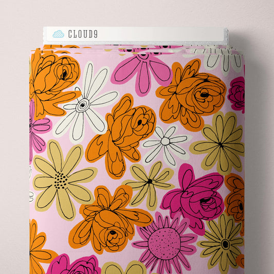 Cloud 9, Rayon Challis, Summer Sun - Floral Explosion