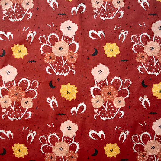 Birch Organic Cotton Poplin, Night Cactus - Terra Cotta