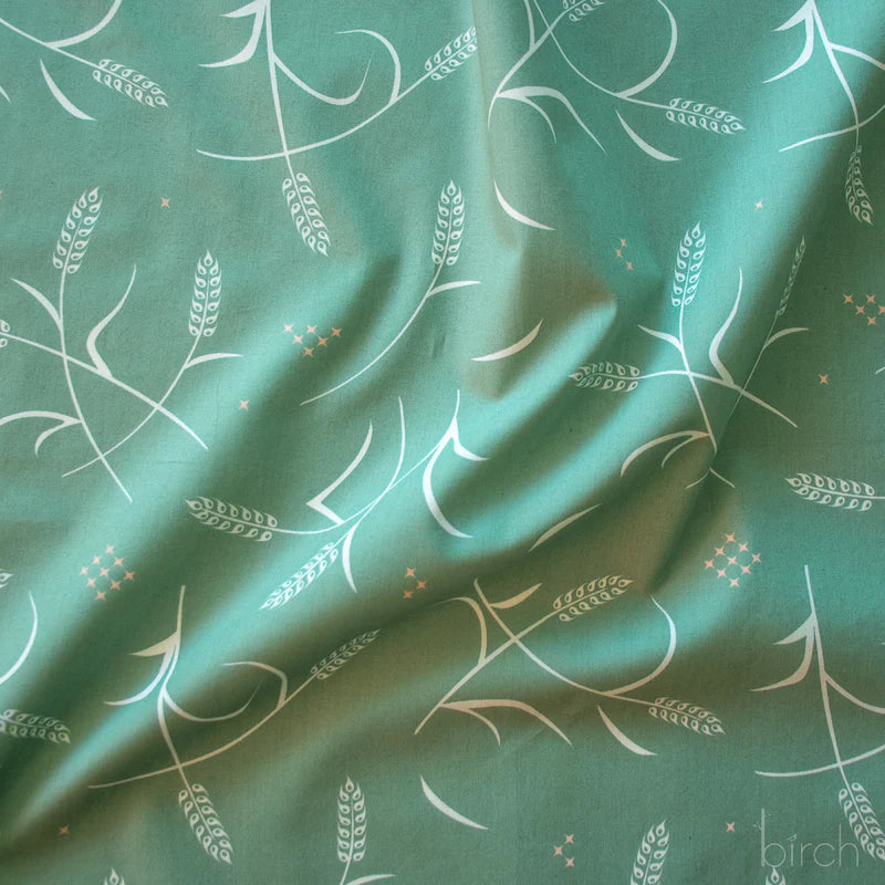 Birch Organic Cotton Poplin, Tossed Wheat - Green