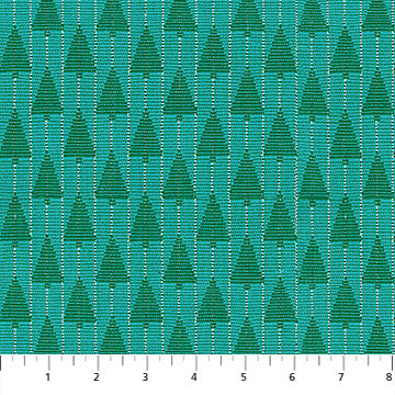 Anna Maria Textiles Silver Lining, Tree Farm - Turquoise