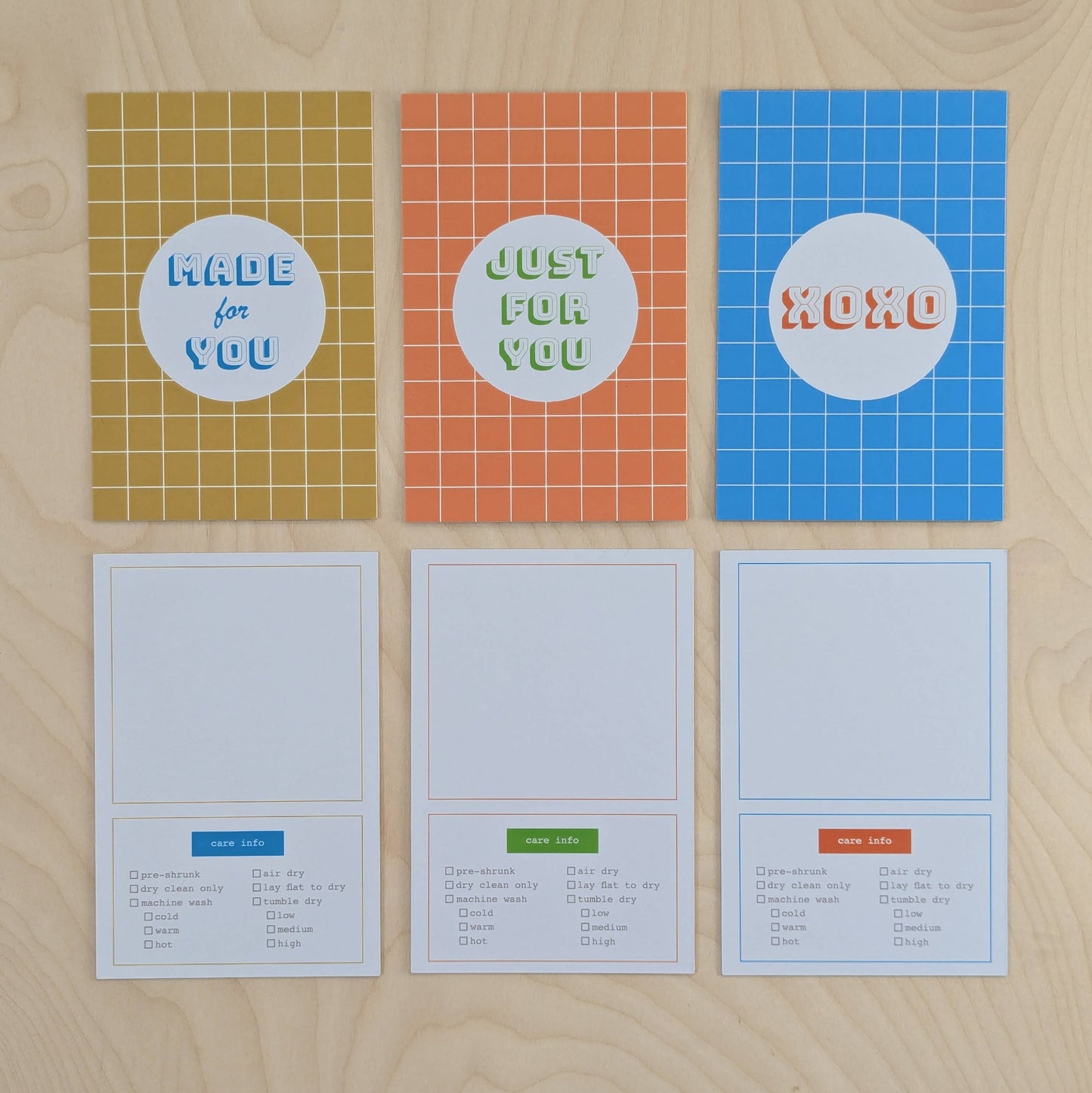 Cards with Care Instructions for Sewn & Knit Gifts