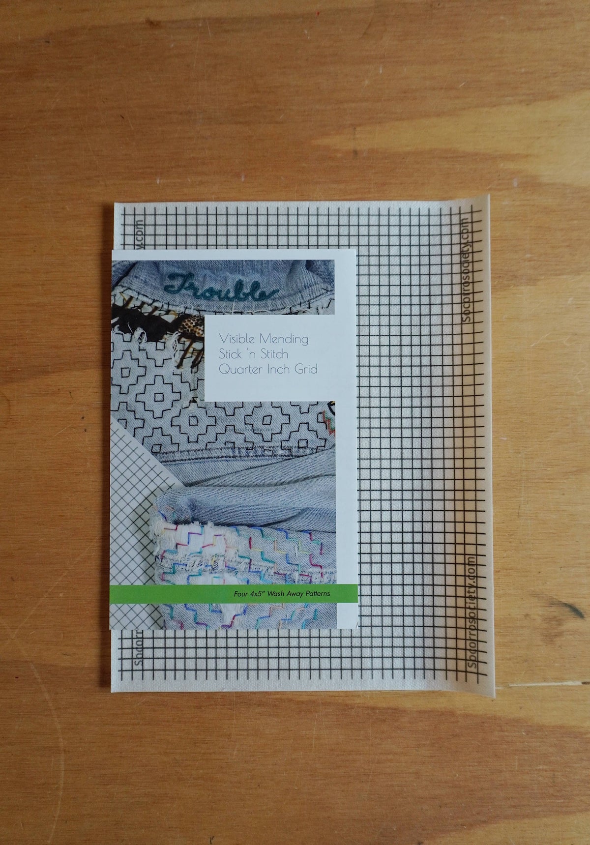 Visible Mending ¼” Grid Full Sheet Stick and Stitch Pattern