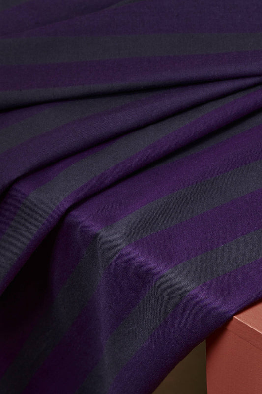 Atelier Brunette Cotton Twill, Yarn Dye, Purple/Charcoal Gray