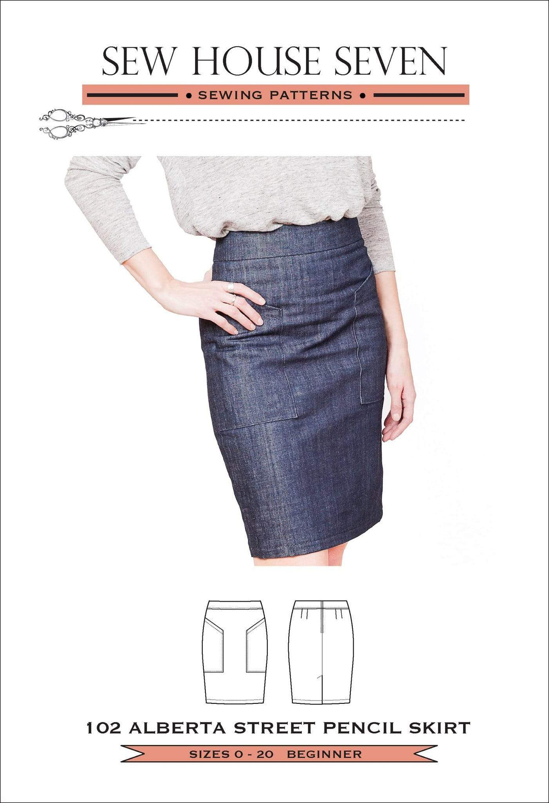 Sew House Seven Alberta Street Pencil Skirt, Sizes 0-20
