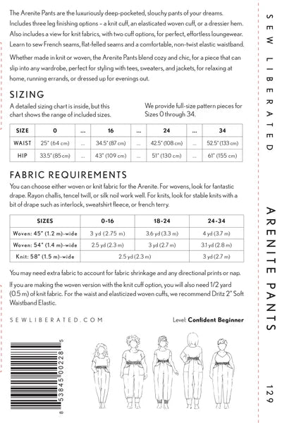 Sew Liberated Arenite Pant, Sizes 0-34