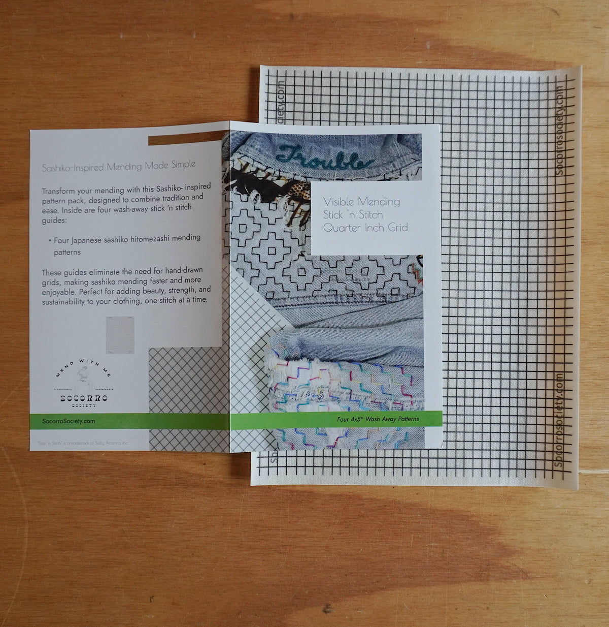 Visible Mending ¼” Grid Full Sheet Stick and Stitch Pattern