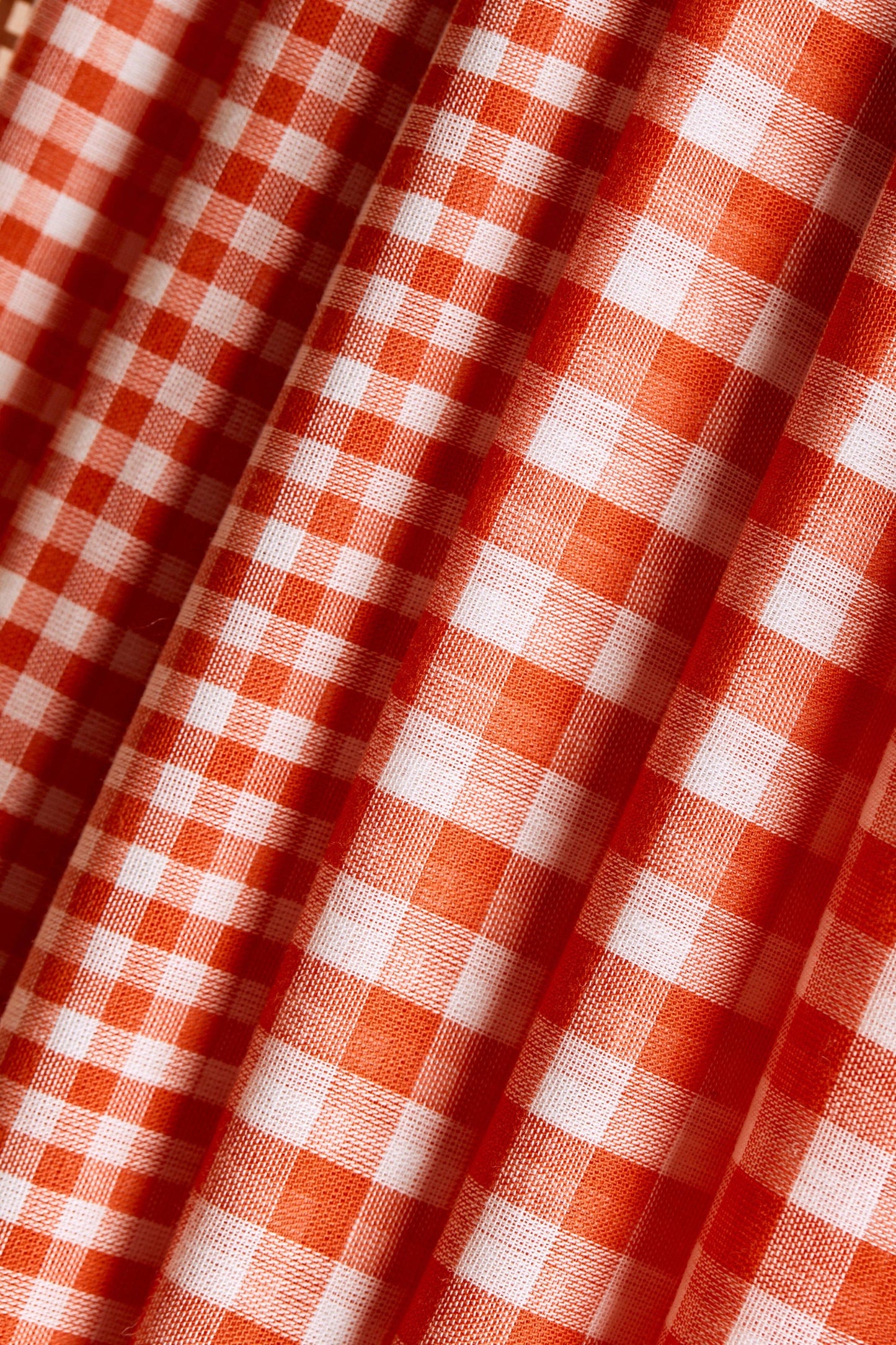 Cotton Double Gauze Gingham, Orange/White