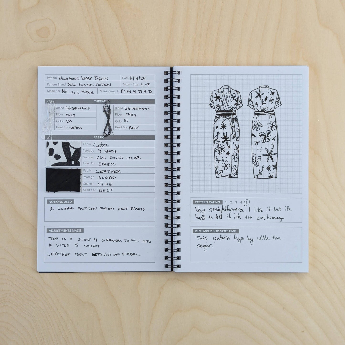 Sewing Journal, Black & White