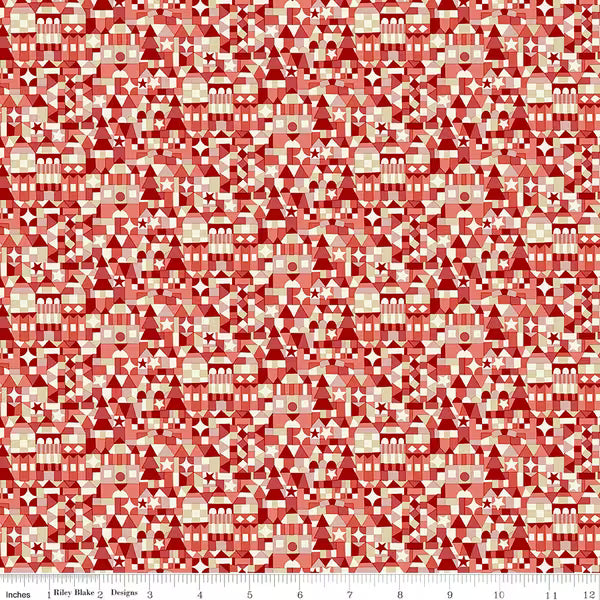 Liberty of London Cotton Sheeting, Festive Magic - Festive Store Red