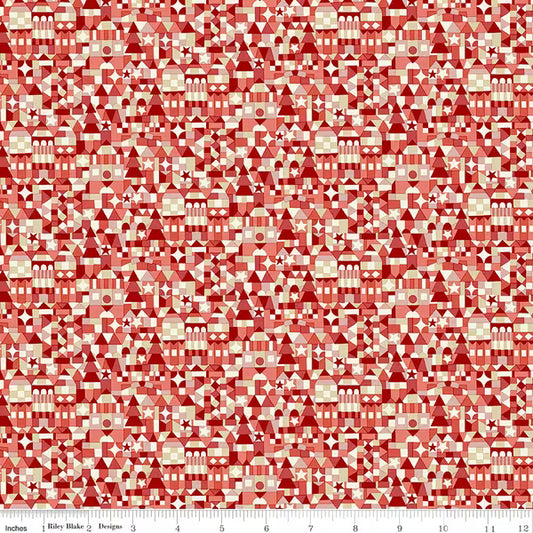 Liberty of London Cotton Sheeting, Festive Magic - Festive Store Red