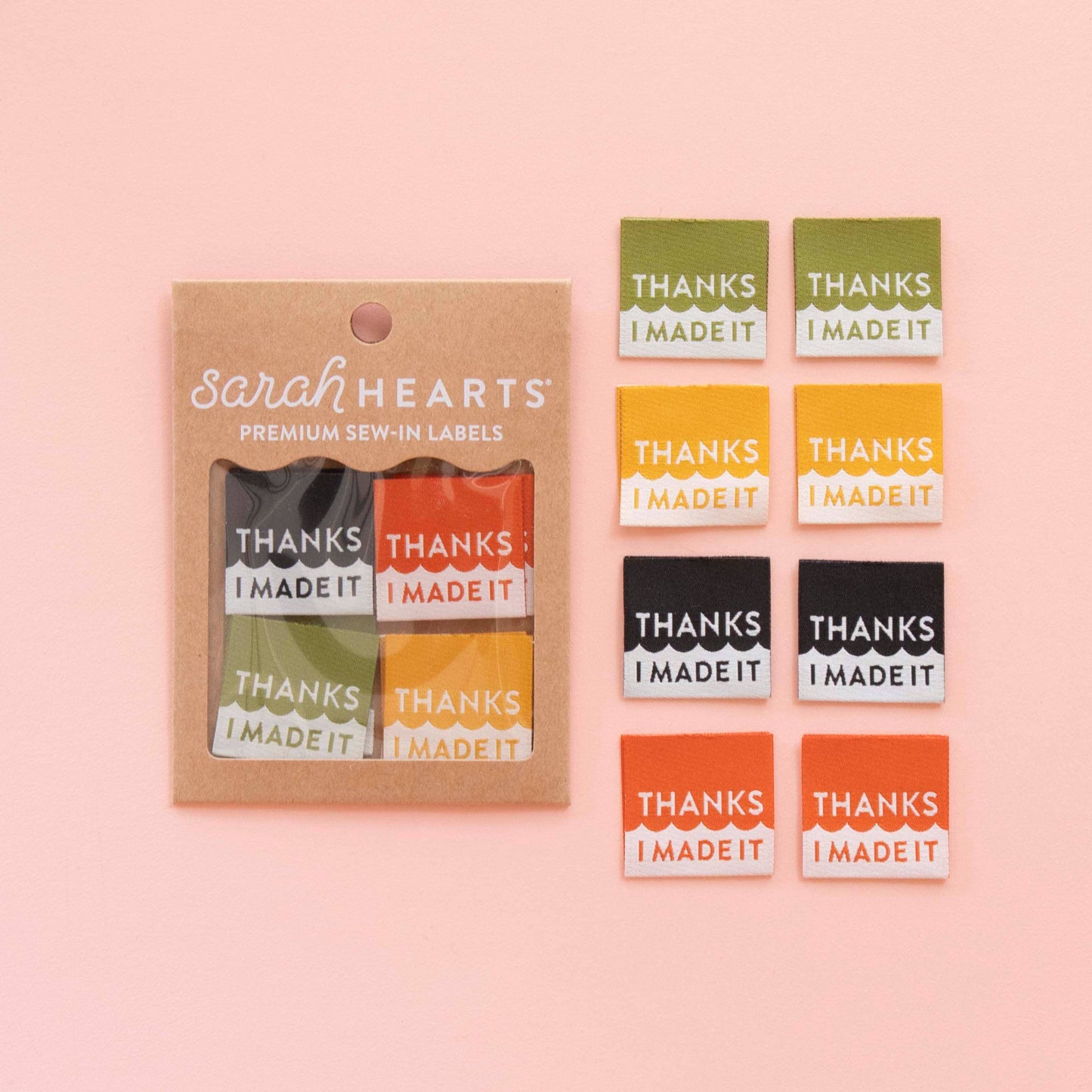 Sarah Hearts Labels, Thanks I Made It Multipack Woven Labels