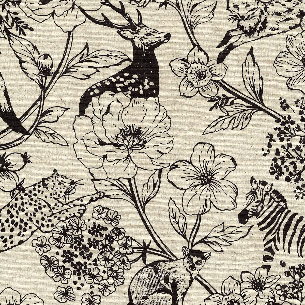 Echino Cotton/Linen Canvas, Wonder - Natural/Black