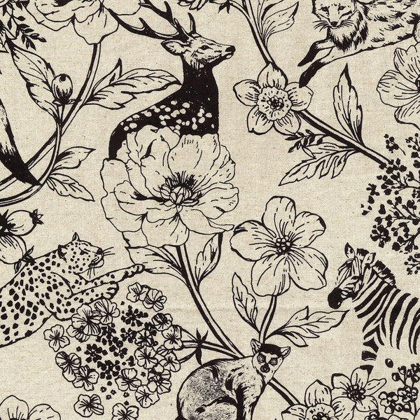 Echino Cotton/Linen Canvas, Wonder - Natural/Black