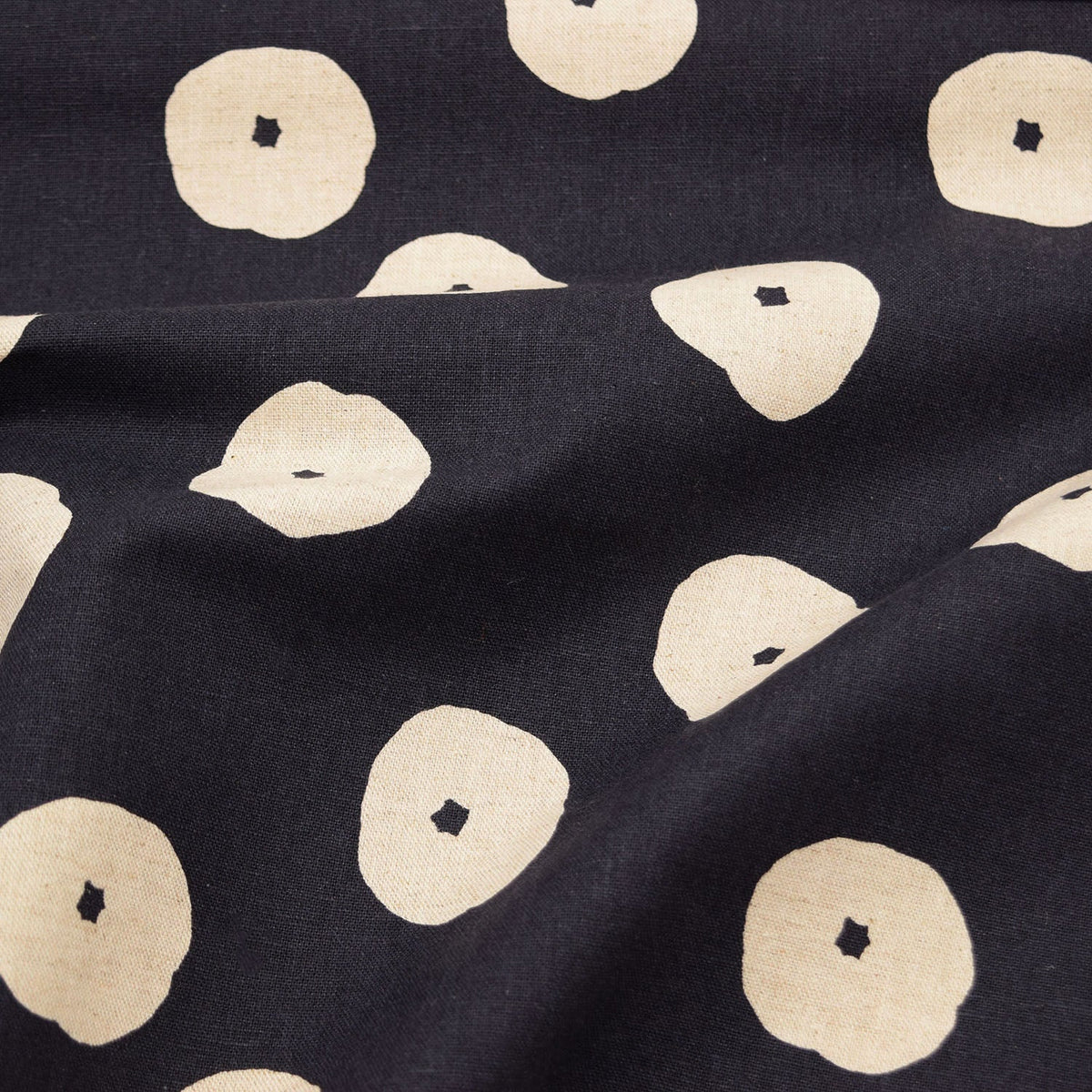 Kokka Fabrics Cotton/Linen Canvas, Echino Fluff - Black
