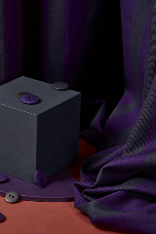 Atelier Brunette Cotton Twill, Yarn Dye, Purple/Charcoal Gray