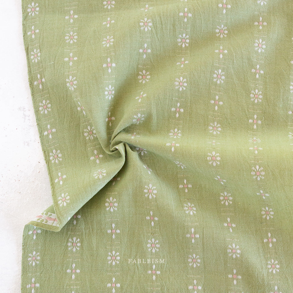 Fableism Yarn-Dye Cotton, Forest Forage - Daisies in Celadon