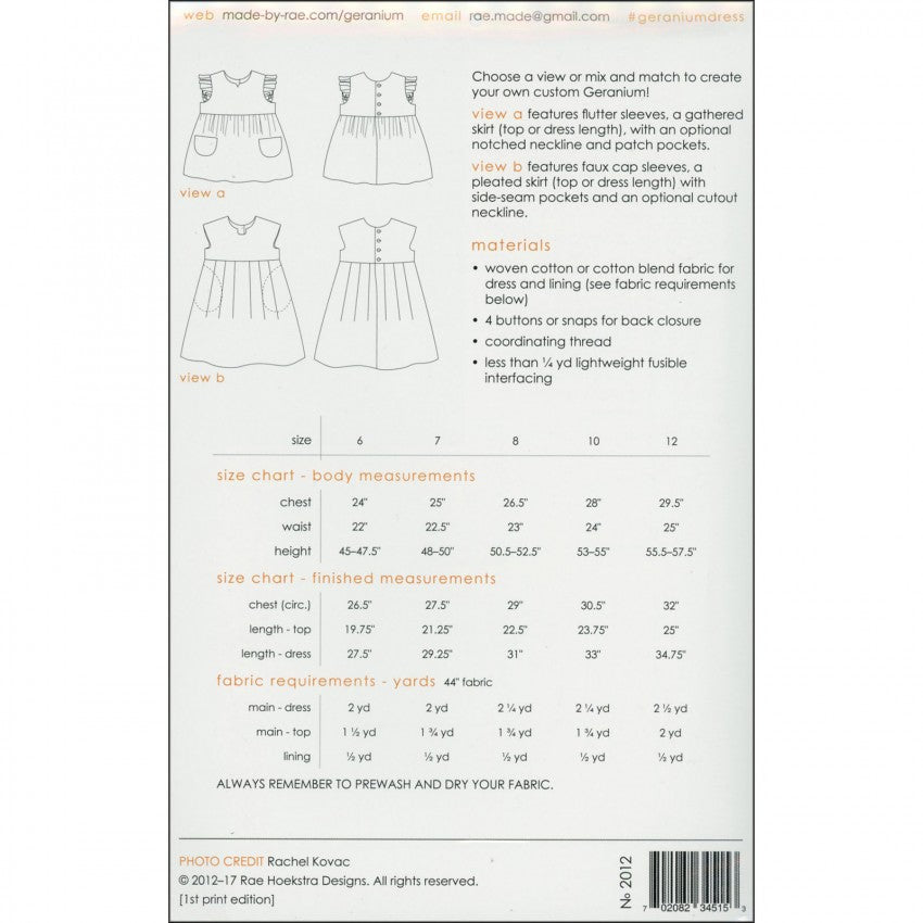 Made by Rae Geranium, sizes 6-12